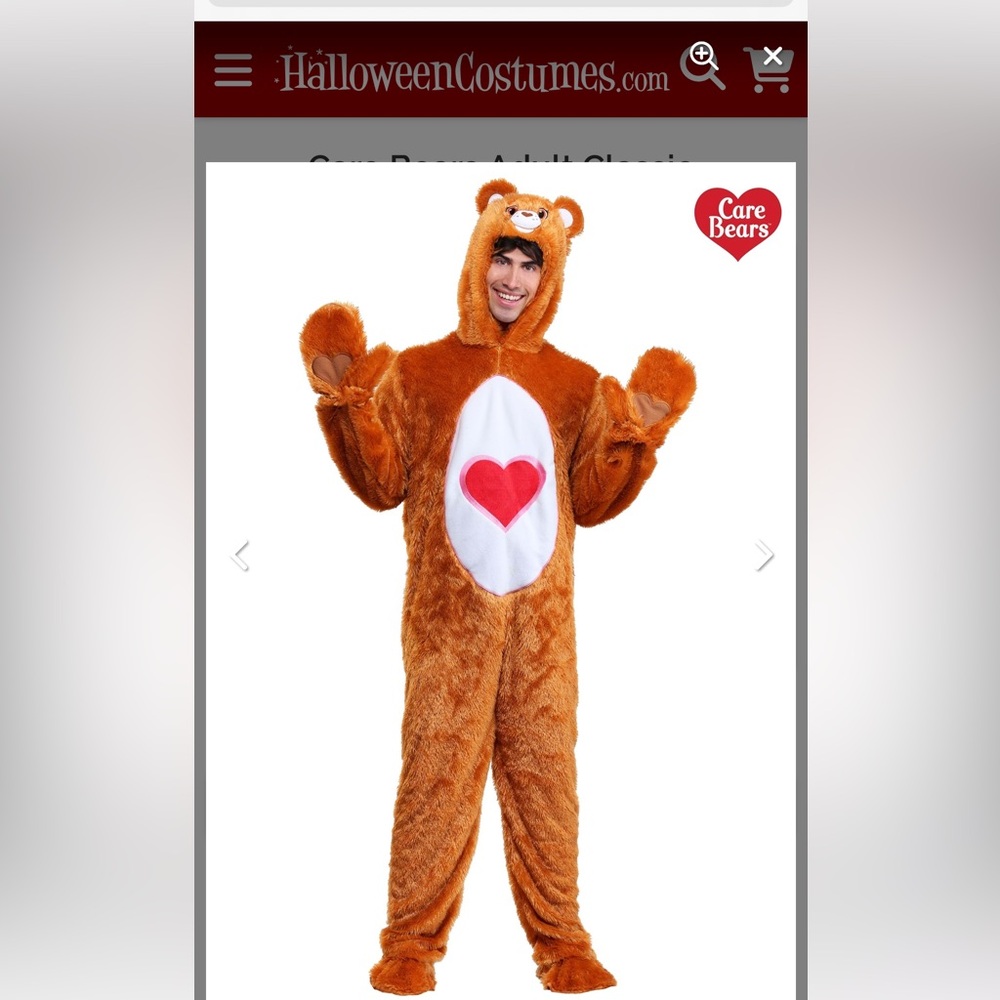 Carebears Adult Tenderheart Bear Onesie Hooded Costume - XL